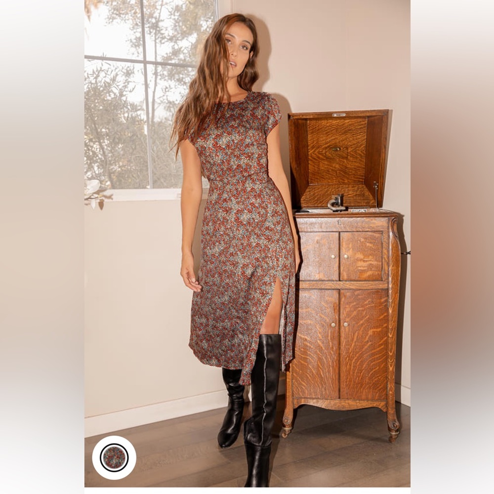 Black floral midi dress